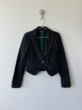A/X Armani Exchange Cropped Cotton Blazer Y2K Style Contrast Top Stitch - Size S